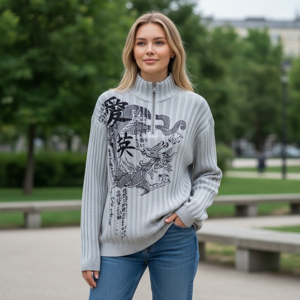 INC INTL CONCEPTS DRAGON cotton SWEATER